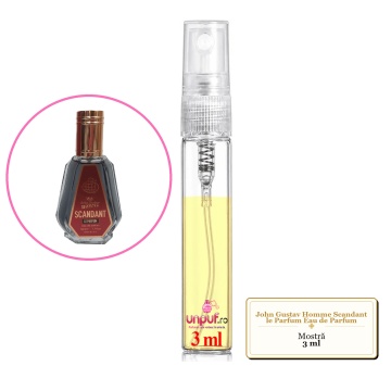 Mostra fiola din Parfumul Fragrance World John Gustav Homme Scandant le Parfum Eau de Parfum, decant sticla cu pulverizator - Img 2