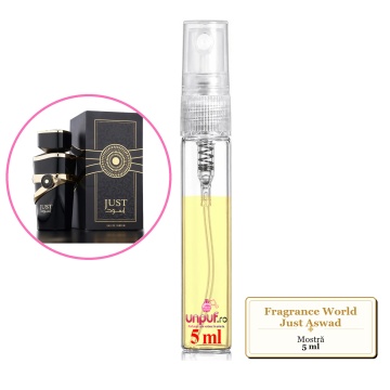 Mostra fiola din Parfumul Fragrance World Just Aswad, decant sticla cu pulverizator - Img 4