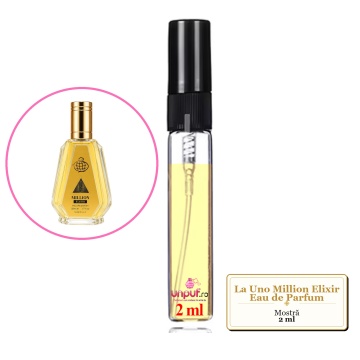 Mostra fiola din Parfumul Fragrance World La Uno Million Elixir Eau de Parfum, decant sticla cu pulverizator