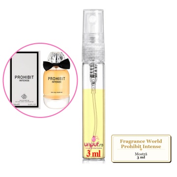 Mostra fiola din Parfumul Fragrance World Prohibit Intense, decant sticla cu pulverizator - Img 3