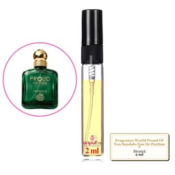 Mostra fiola din Parfumul Fragrance World Proud Of You Sandalo Eau De Parfum, decant sticla cu pulverizator