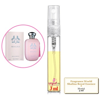 Mostra fiola din Parfumul Fragrance World Shalina Royal Essence, decant sticla cu pulverizator - Img 3