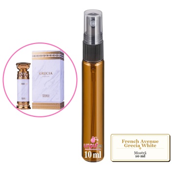 Mostra fiola din Parfumul French Avenue Grecia White, decant sticla cu pulverizator