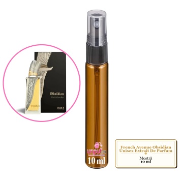Mostra fiola din Parfumul French Avenue Obsidian Unisex Extrait De Parfum, decant sticla cu pulverizator
