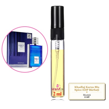 Mostra Fiola Din Parfumul Khadlaj Karus Blu Spice, Apa De Parfum Barbati, Decant Sticla Cu Pulverizator