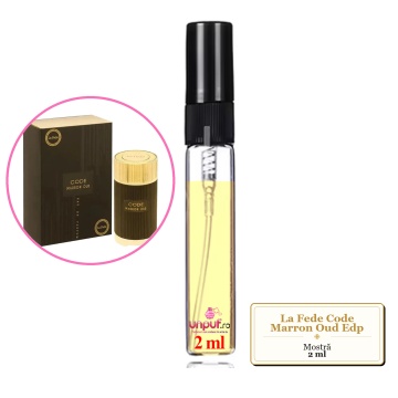 Mostra fiola din Parfumul La Fede Code Marron Oud Edp, decant sticla cu pulverizator