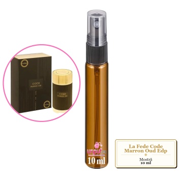 Mostra fiola din Parfumul La Fede Code Marron Oud Edp, decant sticla cu pulverizator