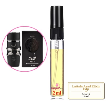 Mostra fiola din Parfumul Lattafa Asad Elixir Edp, decant sticla cu pulverizator