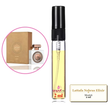 Mostra fiola din Parfumul Lattafa Nebras Elixir, decant sticla cu pulverizator