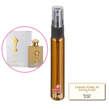 Mostra fiola din Parfumul Lattafa Pride Al Areeq Gold, decant sticla cu pulverizator