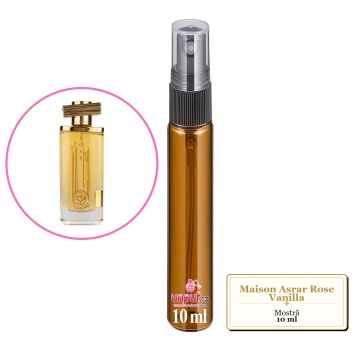 Mostra fiola din Parfumul Maison Asrar Rose Vanilla, decant sticla cu pulverizator