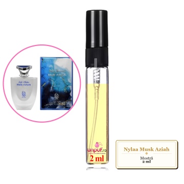 Mostra fiola din Parfumul Nylaa Musk Aziah, decant sticla cu pulverizator