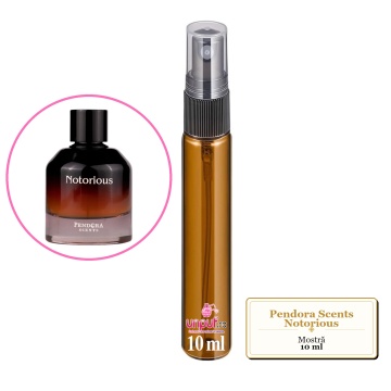 Mostra fiola din Parfumul Pendora Scents Notorious, decant sticla cu pulverizator