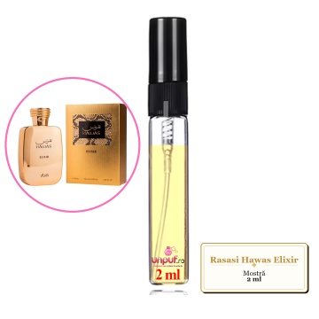 Mostra fiola din Parfumul Rasasi Hawas Elixir, decant sticla cu pulverizator - Img 2