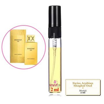 Mostra fiola din Parfumul Swiss Arabian Shaghaf Oud, decant sticla cu pulverizator