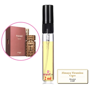 Mostra fiola din Parfumul Zimaya Tiramisu Coco, decant sticla cu pulverizator