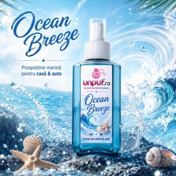 Odorizant auto si casa Unpuf Ocean Breeze, cu pulverizator, aroma fresh marina, improspatare aer si parfum de durata, 75 ml - Img 2