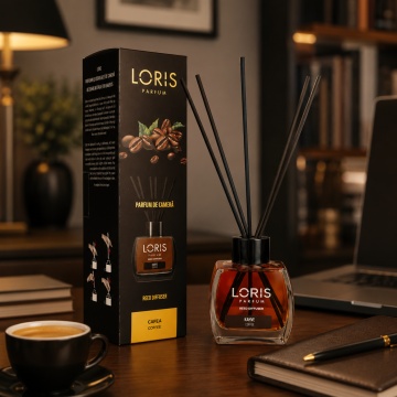 Odorizant de Cameră cu Bețișoare Parfumate Loris Parfum Cafea, 120 ml, Esență Coffee, Miros Cald și Persistent - Img 4