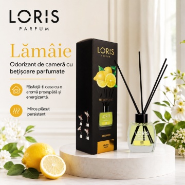 Odorizant de Cameră cu Bețișoare Parfumate Loris Parfum Lămâie, 120 ml, Esență Fresh Citrică, Miros Plăcut și Persistent - Img 6
