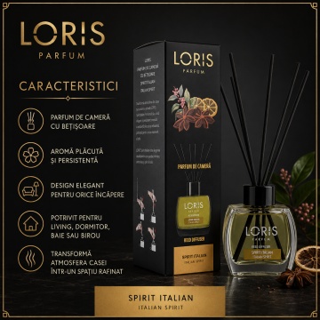 Odorizant de Cameră cu Bețișoare Parfumate Loris Parfum Spirit Italian, 120 ml, Esență Italian Spirit, Miros Elegant și Persistent - Img 5