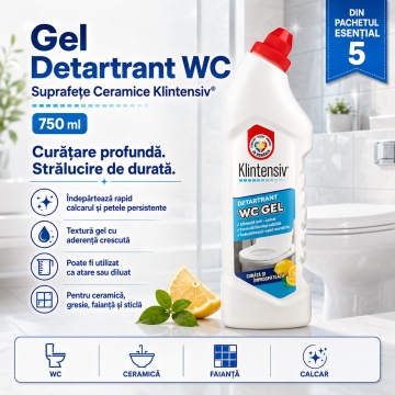 Pachet solutii curatenie esentiala Klintensiv KlinSmart, pentru suprafete, bucatarie, baie, WC si pardoseli, 5 produse, 3,25 L, 4x Stickere - Img 2