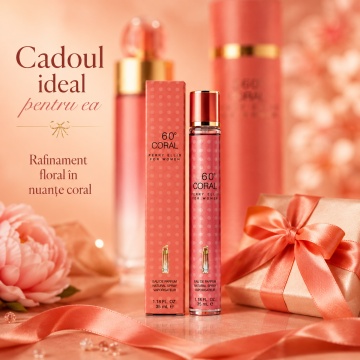 Parfum 60 Coral For Women 35 ml, Apă de Parfum Damă, Aromă Floral Fructată, Format Compact, Note de Pară, Bergamotă, Iasomie, Bujor și Lemn de Cașmir, Inspirat din Perry Ellis 360° Coral - Img 5