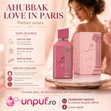 Parfum Arăbesc Ahubbak Love in Paris, Ard Al Zaafaran, Apă de Parfum 100 ml, Unisex, Damă și Bărbat - Img 9
