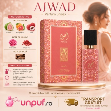 Parfum Arăbesc Ajwad Pink To Pink Lattafa 60 ml, Apă de Parfum Unisex, Aromă Lemnos Aromatică cu Guava, Grepfrut, Piper Roz, Trandafir, Vanilie și Mosc - Img 8
