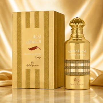 Parfum Arăbesc Akhbar Al Ushaq Rouge Ard Al Zaafaran 100 ml, Apă de Parfum Unisex, Damă și Bărbat, Aromă Oriental Condimentată, Inspirat Baccarat Rouge 540