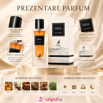 Parfum Arăbesc Alhambra Ébène Maison Alhambra 90 ml, Apă de Parfum Bărbați, Aromă Lemnos Aromată, Profil Ambrat Vanilat - Img 3