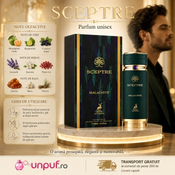 Parfum Arăbesc Alhambra Sceptre Malachite 100 ml, Apă de Parfum Unisex, Damă și Bărbat, Maison Alhambra, Inspirat God of Fire, Aromă Oriental Modernă Fresh Fructată cu Note Fructate, Bergamotă, Condimente, Iasomie, Trandafir, Note Lemnoase, Cedru, Ambră, - Img 9