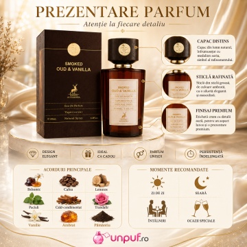 Parfum Arăbesc Alhambra Smoked Oud & Vanilla Maison Alhambra 100 ml, Apă de Parfum Unisex, Damă și Bărbat, Aromă Oriental Vanilată, Inspirat Vanille Fatale - Img 3