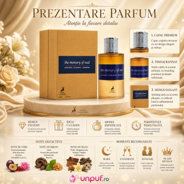 Parfum Arăbesc Alhambra The Memory Of Oud Maison Alhambra 100 ml, Apă de Parfum Unisex, Damă și Bărbat, Aromă Oriental Lemnoasă cu Oud și Piele, Inspirat Oud Maracuja - Img 3