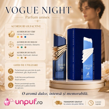 Parfum Arăbesc Alhambra Vogue Night 100 ml, Apă de Parfum Unisex, Damă și Bărbat, Maison Alhambra, Inspirat Chant d'Extase, Aromă Oriental Ambrată Dulce Marină cu Bergamotă, Condimente, Fructe Dulci, Iasomie, Lemn de Santal, Trandafir, Patchouli, Ambră, M - Img 9