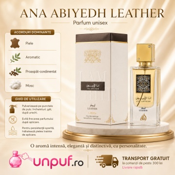 Parfum Arăbesc Ana Abiyedh Leather Lattafa 60 ml, Apă de Parfum Unisex, Damă și Bărbat, Inspirat Irish Leather Memo Paris, Aromă Pielărie Lemnos Condimentată cu Boabe de Ienupăr, Cardamom, Piper Roz, Zmeură, Ghimbir, Stânjenel, Trandafir, Ambră și Mosc Al - Img 9