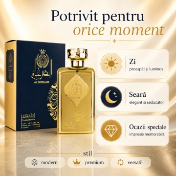 Parfum Arăbesc Ard Al Zaafaran Al Dirgham Limited Edition 100 ml, Apă de Parfum Bărbați, Aromă Oriental Arabescă Fresh, Inspirat Allure Homme Sport - Img 6