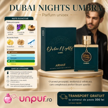 Parfum Arăbesc Armaf Dubai Nights Midnight Umbra 100 ml, Apă de Parfum Bărbat, Aromă Oriental Ambrată Fresh Acvatică Inspirată de Invictus Aqua - Img 9