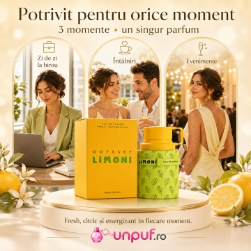 Parfum Arăbesc Armaf Odyssey Limoni Fresh 100 ml, Apă de Parfum Unisex Damă și Bărbat, Aromă Acvatică Proaspătă, Citrică și Energizantă - Img 6