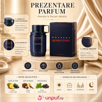 Parfum Arăbesc Armaf Odyssey Revolution Ultra Edition 100 ml, Apă de Parfum Bărbat, Aromă Aromatic Fructată, Dulce, Intensă și Masculină, Inspirată de Ultra Male - Img 3
