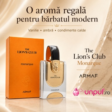 Parfum Arăbesc Armaf The Lion’s Club Monarque 100 ml, Apă de Parfum Bărbat, Aromă Aromatic Orientală, Dulce, Vanilată, Ambrată și Cald Condimentată - Img 6