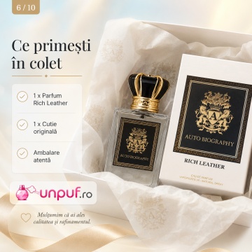 Parfum Arăbesc Autobiography Rich Leather 50 ml, Apă de Parfum Unisex Damă și Bărbat, Aromă Piele Oriental Lemnoasă, Aromatică, Elegantă și Rafinată - Img 6