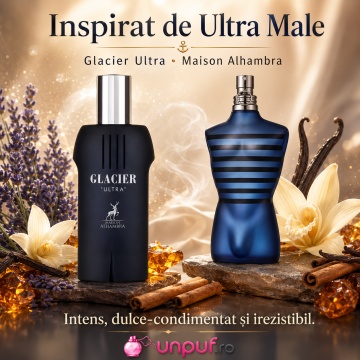 Parfum Arăbesc Bărbat Glacier Ultra Maison Alhambra 100 ml, Apă de Parfum, Inspirat de Ultra Male Jean Paul Gaultier, Aromă Oriental Fougere Dulce Condimentată cu Bergamotă, Lămâie, Lavandă, Mentă, Pară, Scorțișoară, Salvie, Chimion, Vanilie, Ambră, Cedru - Img 8