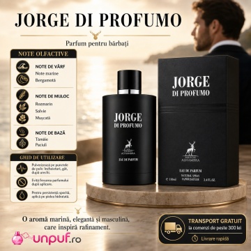 Parfum Arăbesc Bărbat Jorge Di Profumo Maison Alhambra 100 ml, Apă de Parfum, Inspirat de Acqua di Gio Profumo Giorgio Armani, Aromă Aromatic Acvatică cu Note Marine, Bergamotă, Rozmarin, Salvie, Mușcată, Tămâie și Paciuli - Img 9