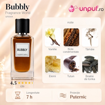 Parfum Arăbesc Bubbly Fragrance World 100 ml, Apă de Parfum Unisex, Damă și Bărbat, Aromă Fructat Spumant Florală cu Citrice, Pară, Șampanie, Fructe Roșii, Bujor, Iasomie, Ambră Fină, Mosc Alb și Vanilie - Img 5