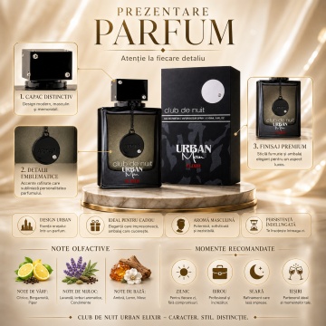 Parfum Arăbesc Club De Nuit Urban Man Elixir Armaf 105 ml, Apă de Parfum Bărbat, Aromă Oriental Fougere, Intensă, Aromatică și Masculină, Inspirată de Sauvage Dior - Img 3