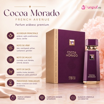Parfum Arăbesc Cocoa Morado French Avenue 100 ml, Apă de Parfum Unisex, Damă și Bărbat, Inspirat Oud Cadenza Maison Crivelli, Aromă Gourmand Orientală cu Cacao, Rom, Scorțișoară, Șofran, Cardamom, Ghimbir, Curmale, Oud, Tămâie, Vanilie, Tonka, Piele și Pa - Img 3