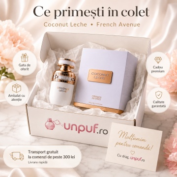 Parfum Arăbesc Coconut Leche French Avenue 100 ml, Apă de Parfum Damă, Inspirat Blanche Bête, Aromă Gourmand Cremoasă cu Cocos, Vanilie, Lapte Cremos, Tuberoză, Flori Albe, Acord Lactonic, Ambră, Note Dulci și Acord Tropical - Img 4