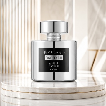 Parfum Arăbesc Confidential Platinum Lattafa 100 ml, Apă de Parfum Bărbați, Aromă Lemnos Aromatică Fresh Sportivă cu Chiparos, Bergamotă, Citrice, Piper Negru, Note Marine, Note Lemnoase, Tămâie, Ambră Gri, Labdanum, Mosc și Mușchi - Img 2