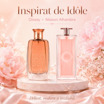 Parfum Arăbesc Damă Glossy Maison Alhambra 100 ml, Apă de Parfum, Inspirat de Idôle L’Intense Lancôme, Aromă Floral Orientală cu Frezie, Bergamotă, Ceai, Floare de Portocal, Iasomie, Orhidee, Trandafir, Mosc, Paciuli și Vanilie - Img 8