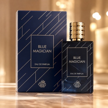 Parfum Arăbesc Fragrance World Blue Magician 100 ml, Apă de Parfum Unisex, Damă și Bărbat, Aromă Acvatic Proaspătă cu Note Marine, Bergamotă, Grepfrut, Lavandă, Note Ozonice, Salvie, Cedru, Ambroxan și Mosc
